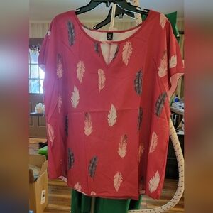 Sason Feather Design Short Sleeve 1XL